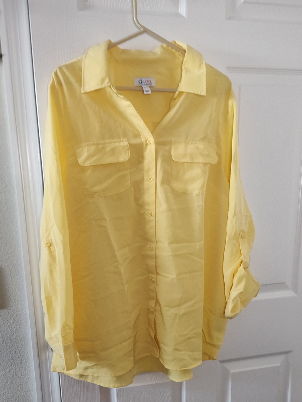 d.co Lightweight Yellow Button-Down Shirt for Women
